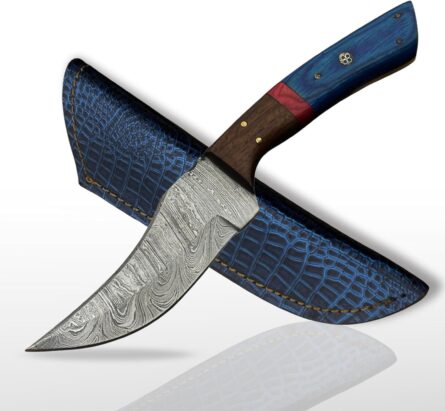 handmade hunting knife – premium damascus knife with belt loop mega blades