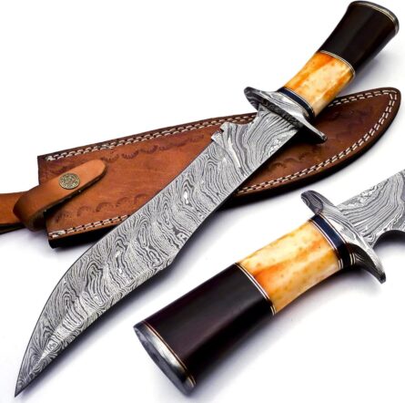 handmade hunting knife – damascus 15” bowie knife with scabbard mega blades