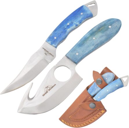 old ram handmade skinner knife set – camping hunting blue bone mega blades