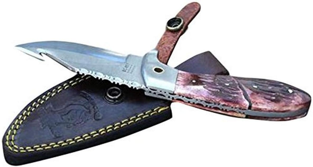 bone collector gut hook hunting knife 8 inch rose bone handle mega blades bone collector gut hook hunting knife 8 inch rose bone handle mega blades
