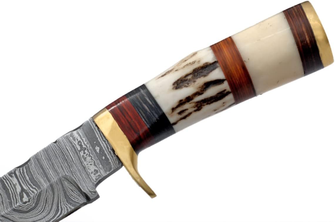 damascus steel knife 6in fixed blade camel bone handle stag mega blade damascus steel knife 6in fixed blade camel bone handle stag mega blade