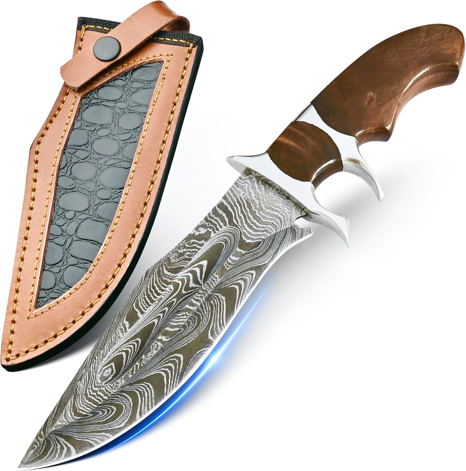 damascus bowie knife handmade with rosewood handle for camping mega blades damascus bowie knife handmade with rosewood handle for camping mega blades