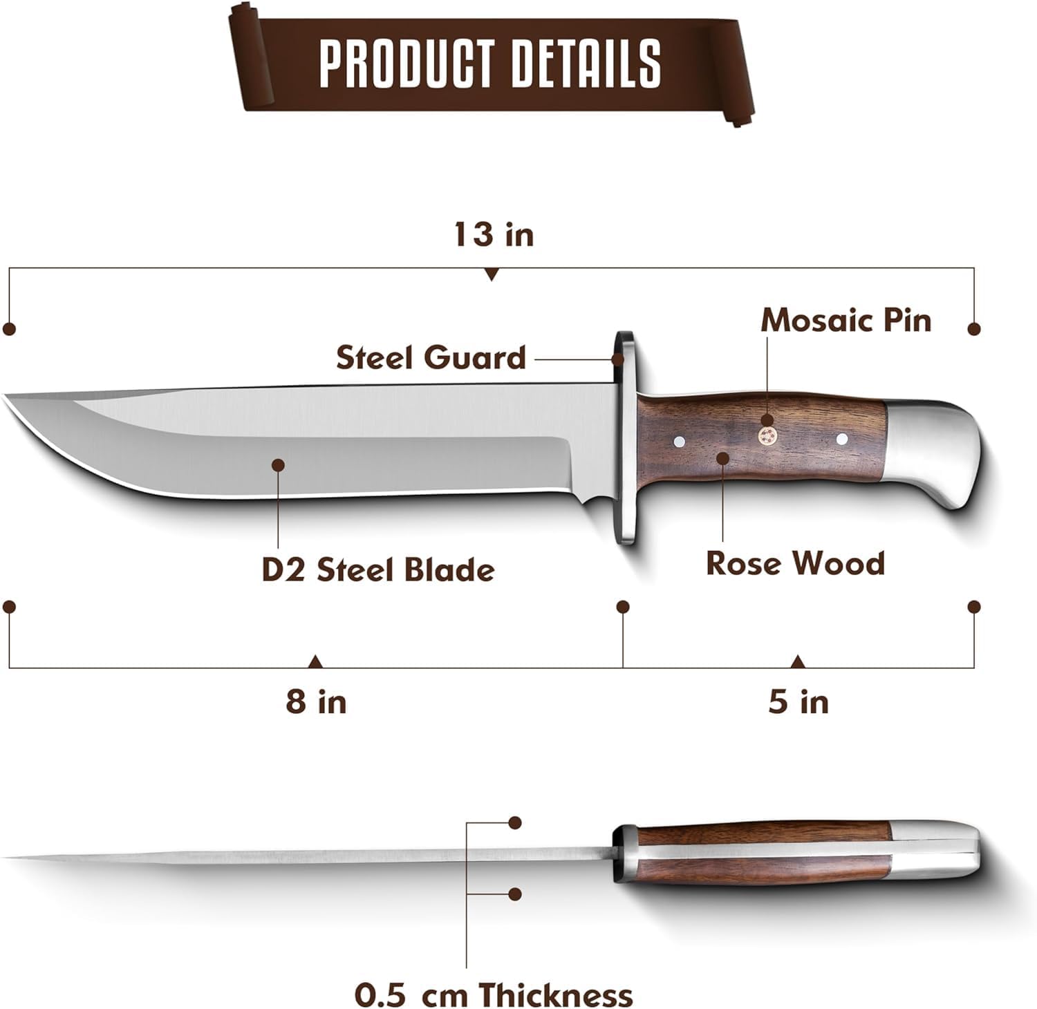 d2 bowie knife 13 inch handmade full tang survival knife mega blades d2 bowie knife 13 inch handmade full tang survival knife mega blades