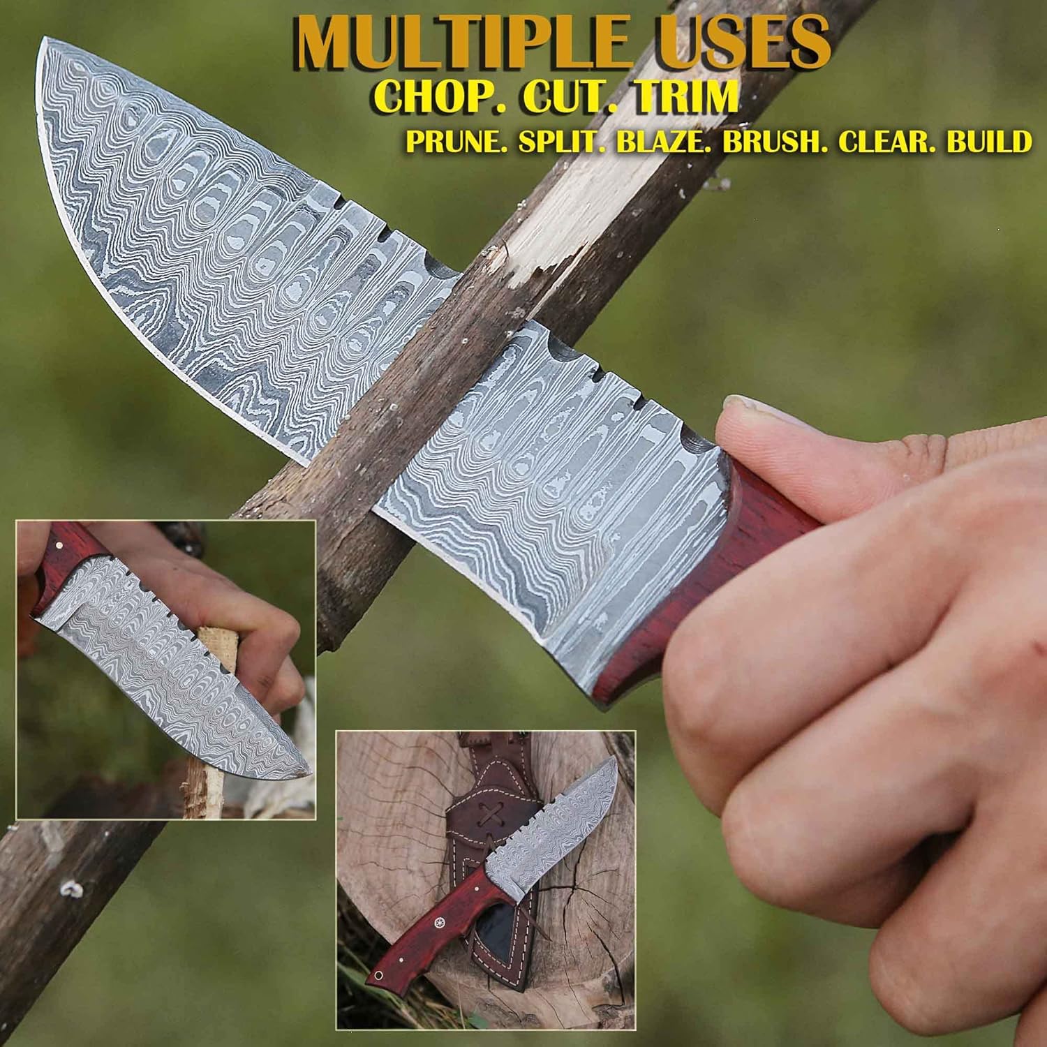 custom handmade damascus hunting knife full tang bowie edc mega blades custom handmade damascus hunting knife full tang bowie edc mega blades