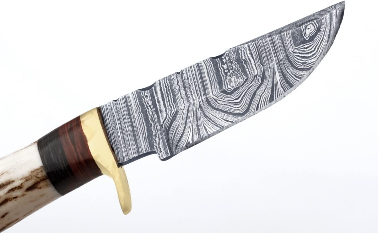 damascus steel knife 6in fixed blade camel bone handle stag mega blade damascus steel knife 6in fixed blade camel bone handle stag mega blade