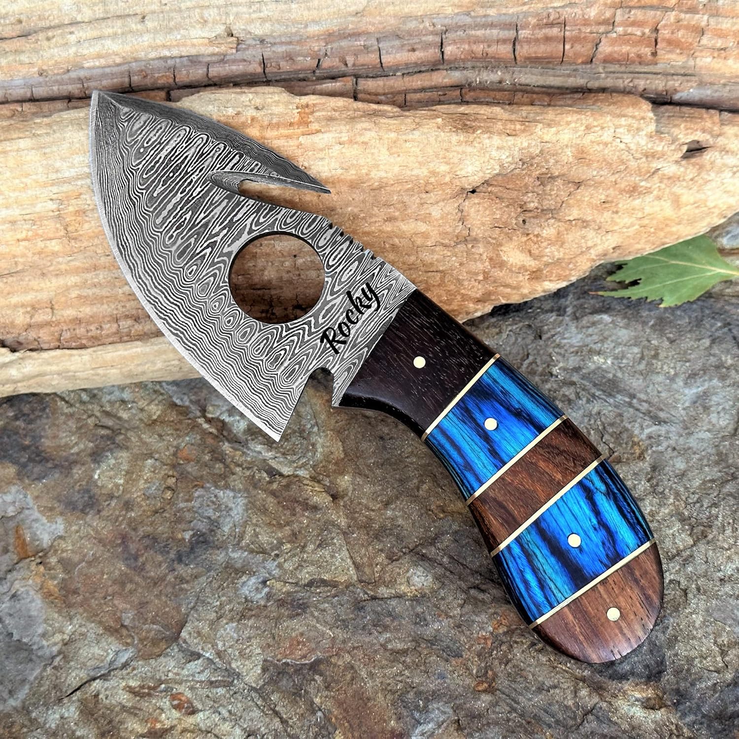 personalized gut hook skinner knife damascus w/ leather sheath mega blades personalized gut hook skinner knife damascus w/ leather sheath mega blades