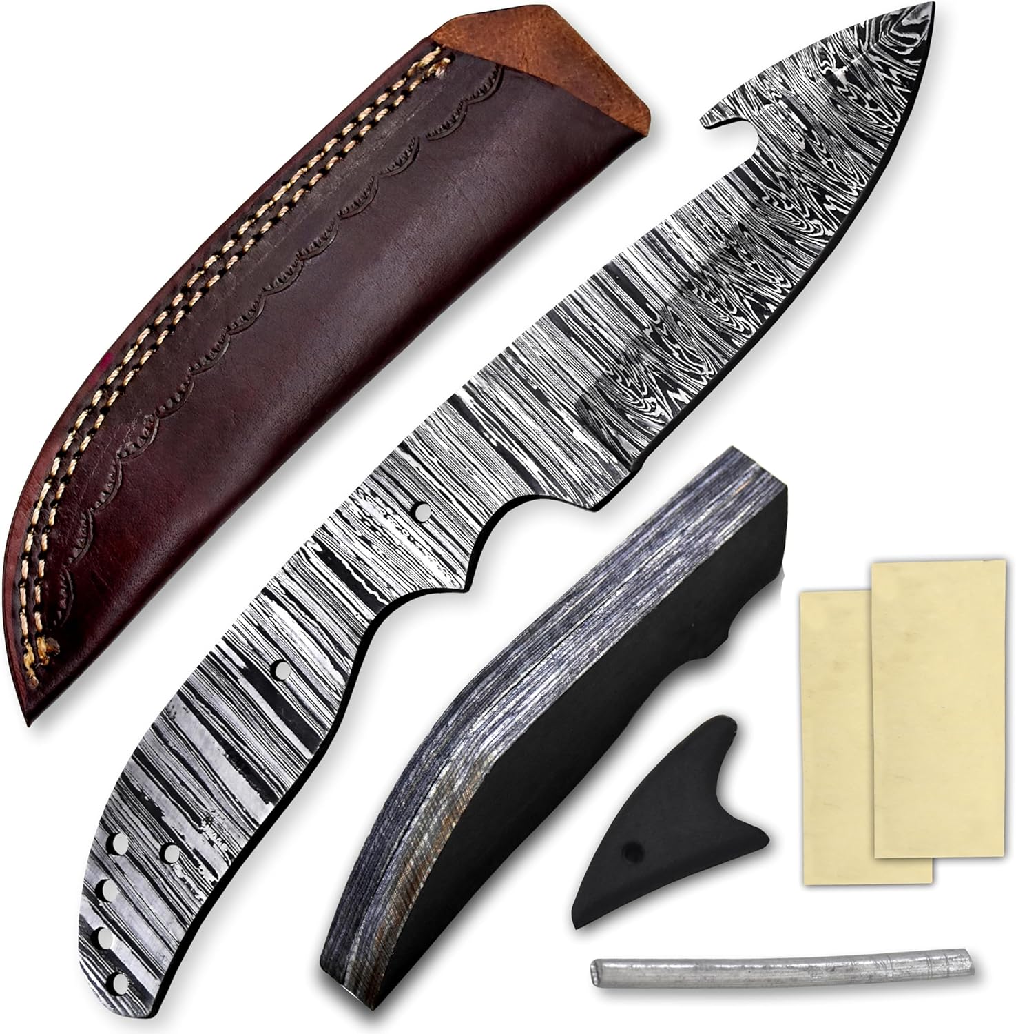 hercules gut hook skinner knife diy damascus blank kit set mega blades hercules gut hook skinner knife diy damascus blank kit set mega blades