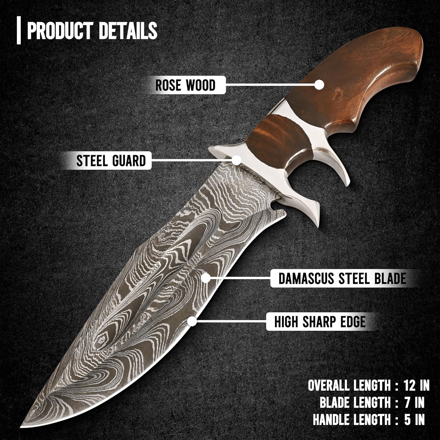 damascus bowie knife handmade with rosewood handle for camping mega blades damascus bowie knife handmade with rosewood handle for camping mega blades