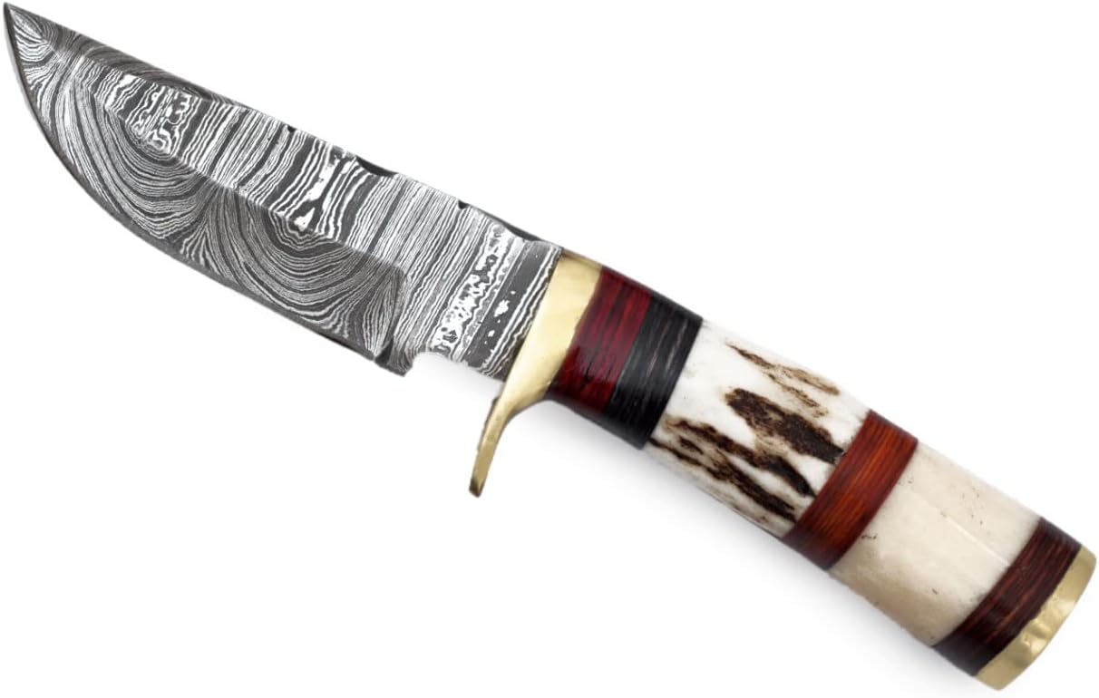 damascus steel knife 6in fixed blade camel bone handle stag mega blade damascus steel knife 6in fixed blade camel bone handle stag mega blade