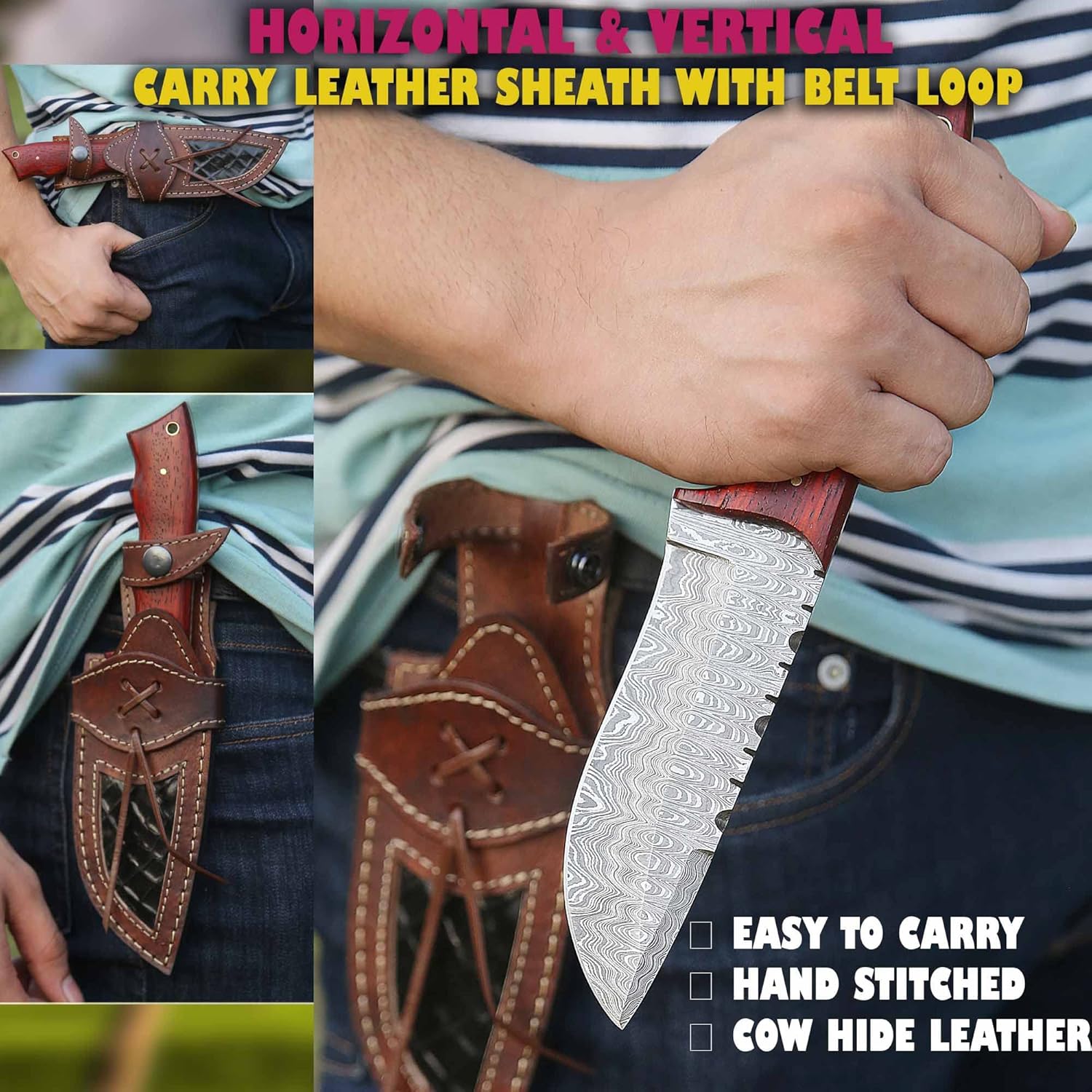 custom handmade damascus hunting knife full tang bowie edc mega blades custom handmade damascus hunting knife full tang bowie edc mega blades