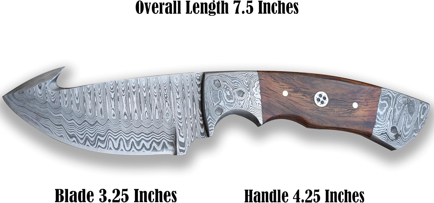 damascus steel gut hook knife fixed blade with sheath hunting mega blades damascus steel gut hook knife fixed blade with sheath hunting mega blades