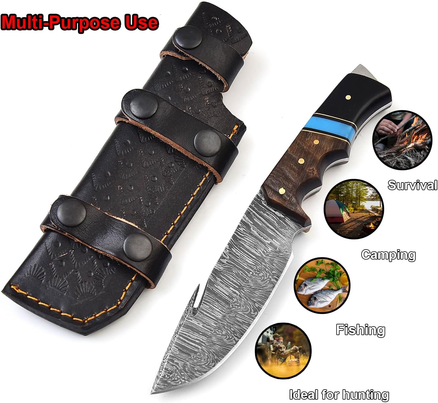 leona craft handmade damascus knife fixed blade with gut hook mega blades leona craft handmade damascus knife fixed blade with gut hook mega blades