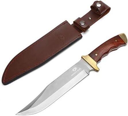 bowie knife full tang hunting knife with wood handle | mega blades