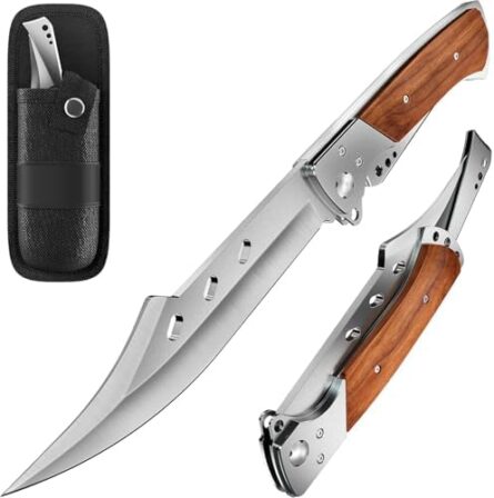 tactical survival folding knife with rosewood handle | mega blades
