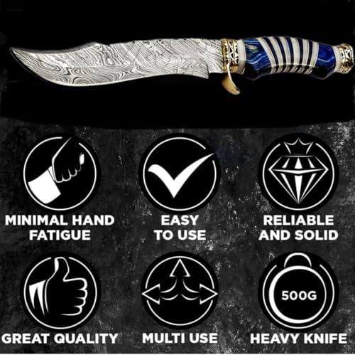 hand made damascus bowie knife with camel bone & pakka wood | mega blades hand made damascus bowie knife with camel bone & pakka wood | mega blades