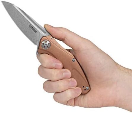 pocket knife folding knives drop point blade copper handle | mega blades