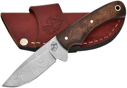 handmade damascus steel full tang finger groove knife | mega blades