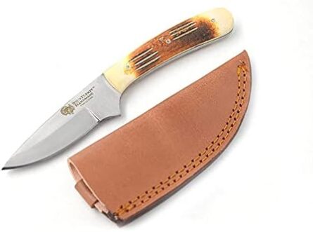handmade heavy duty hunting knife with leather sheath | mega blades