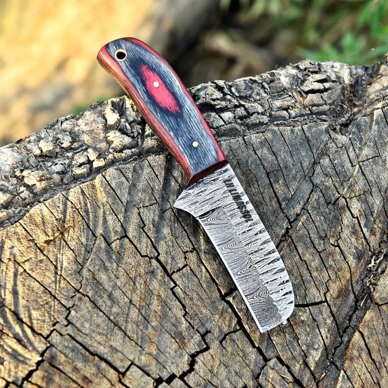 premium damascus steel hunting knife with leather sheath | mega blades premium damascus steel hunting knife with leather sheath | mega blades