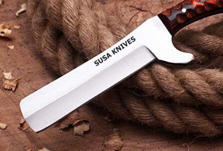 handmade 1095 steel bull cutter knife with leather sheath | mega blades