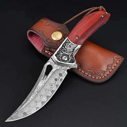 damascus pocket knife folding vg10 camping knife | mega blades