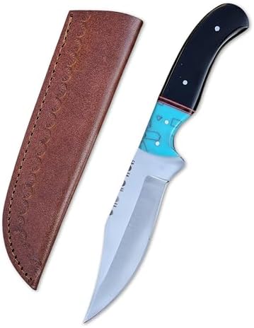 handmade hunting skinning knife with sheath 9" drop point | mega blades