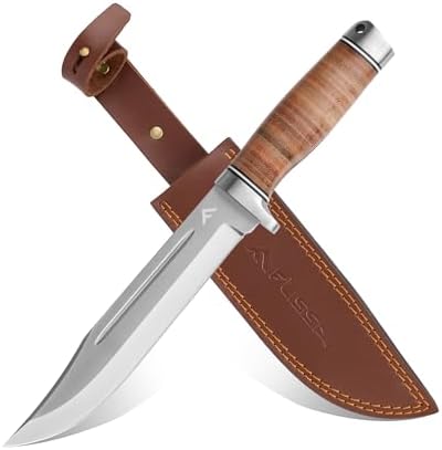 full tang bowie knife with leather sheath for outdoors | mega blades