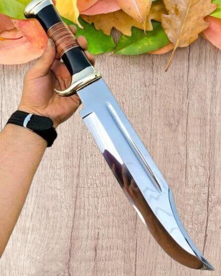 Home 18 inch bowie knife d2 steel mirror polished blade | mega blades