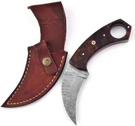 damascus folding design hunting knife rosewood handle | mega blades