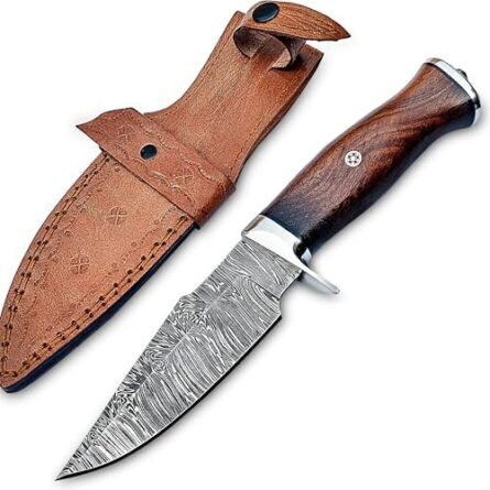 handmade damascus hunting knife 10 inch fixed blade | mega blades