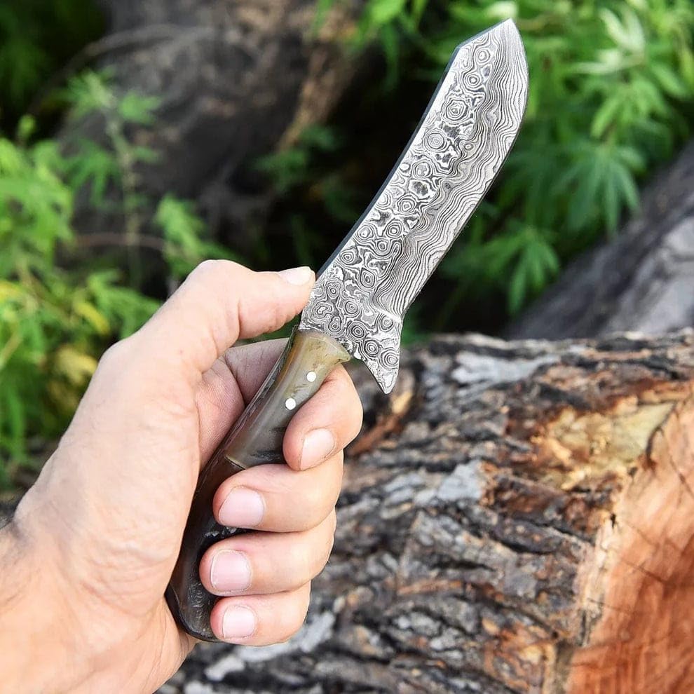 bull cutter knife ram horn handle handmade damascus steel knife | mega blades bull cutter knife ram horn handle handmade damascus steel knife | mega blades
