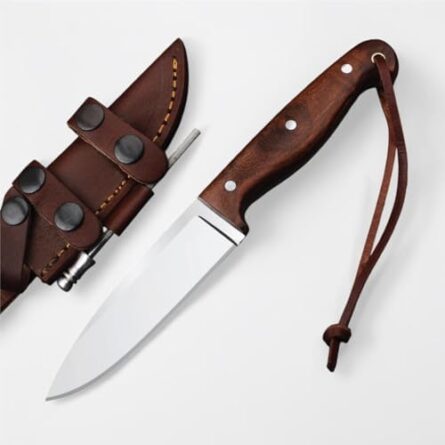 full tang fixed blade hunting knife with leather sheath | mega blades