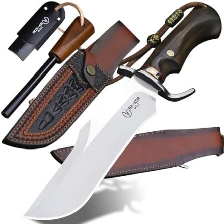 bowie knife with fire starter sandalwood handle | mega blades