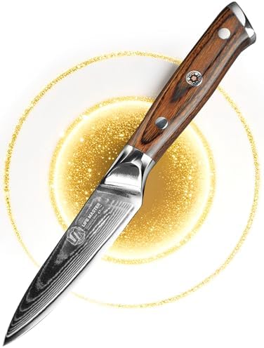 damascus paring knife 3.5 inch utility knife aus 10 | mega blades