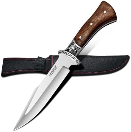fixed blade hunting knife with sheath 9cr18mov steel | mega blades