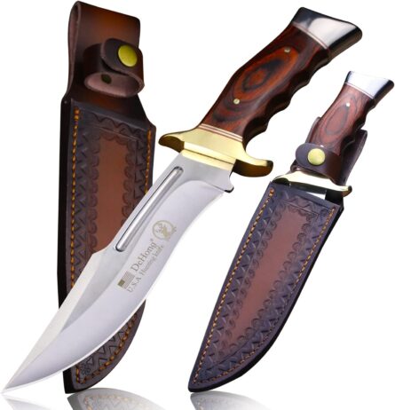 wpkopya dehong 78 hunting knife with wood handle & sheath mega blades