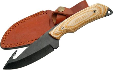 szco guthook hunting knife 8" full tang with pakkawood handle mega blades