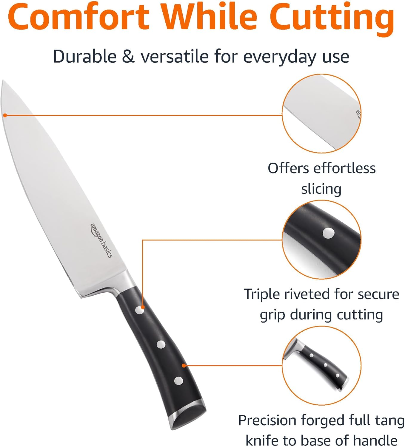 amazon basics 8 inch chef knife full tang stainless steel mega blades amazon basics 8 inch chef knife full tang stainless steel mega blades