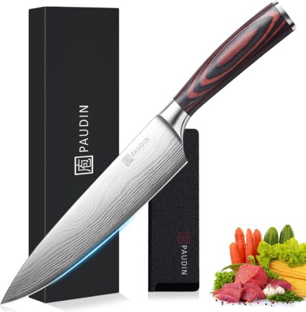 paudin 8 inch chef knife high carbon stainless steel sharp mega blades