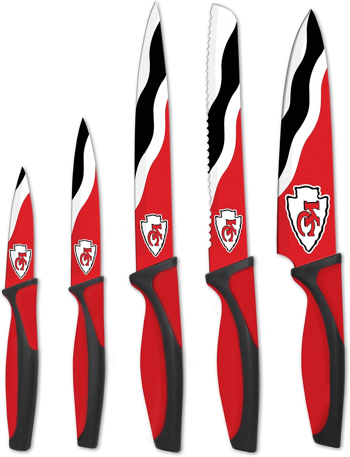 kansas city chiefs 5 piece kitchen knife set – sports vault mega blades kansas city chiefs 5 piece kitchen knife set – sports vault mega blades