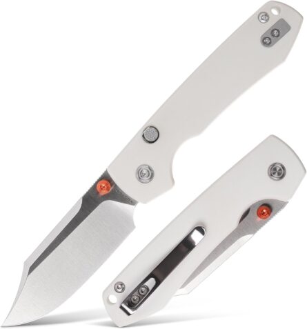 folding bowie knife 3.25" 14c28n steel with g10 handle mega blades