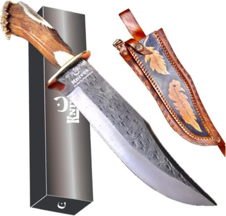 handmade bowie knife 15.5" high carbon steel stag horn handle mega blades