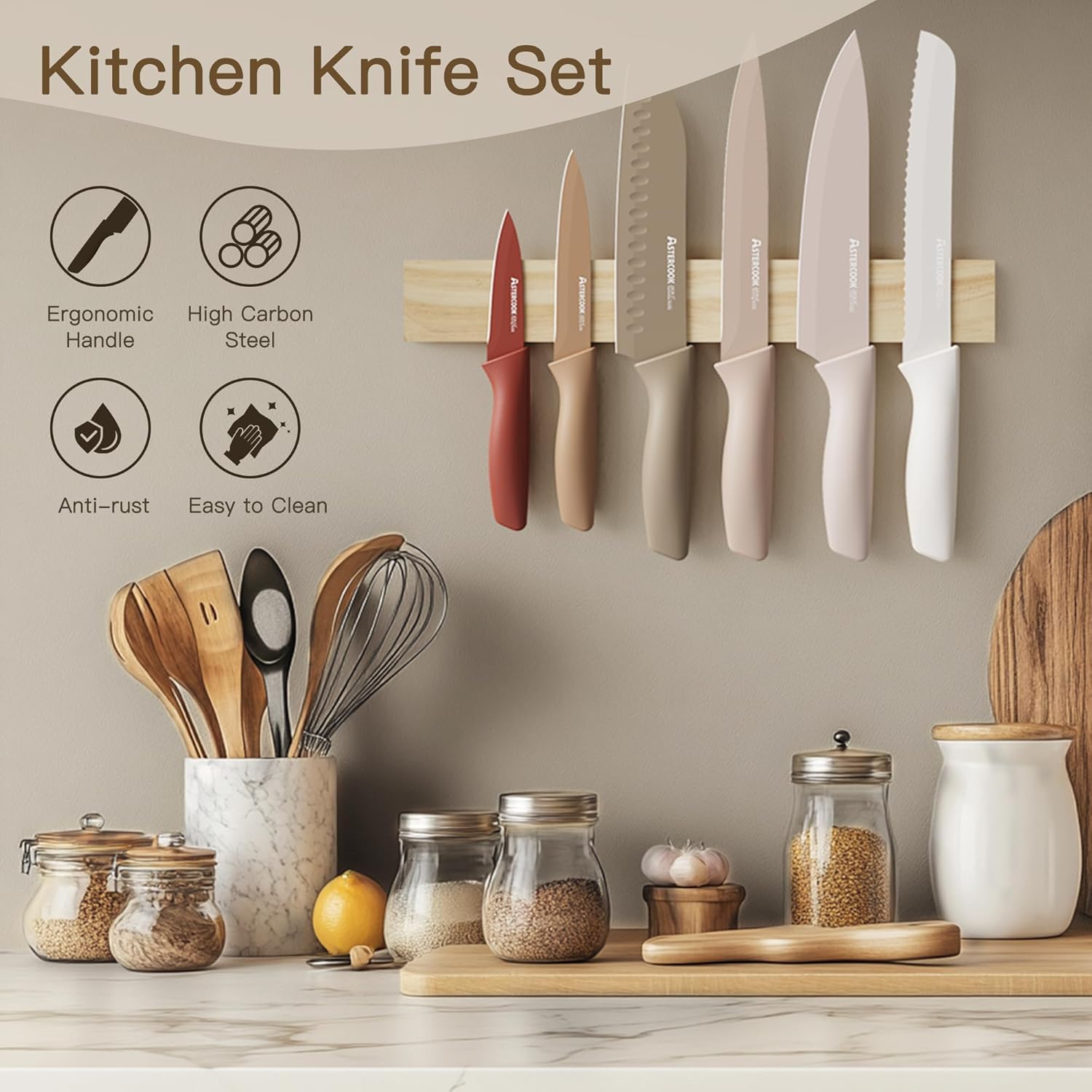 astercook 13 piece kitchen knife set with blade guards & shears mega blades astercook 13 piece kitchen knife set with blade guards & shears mega blades