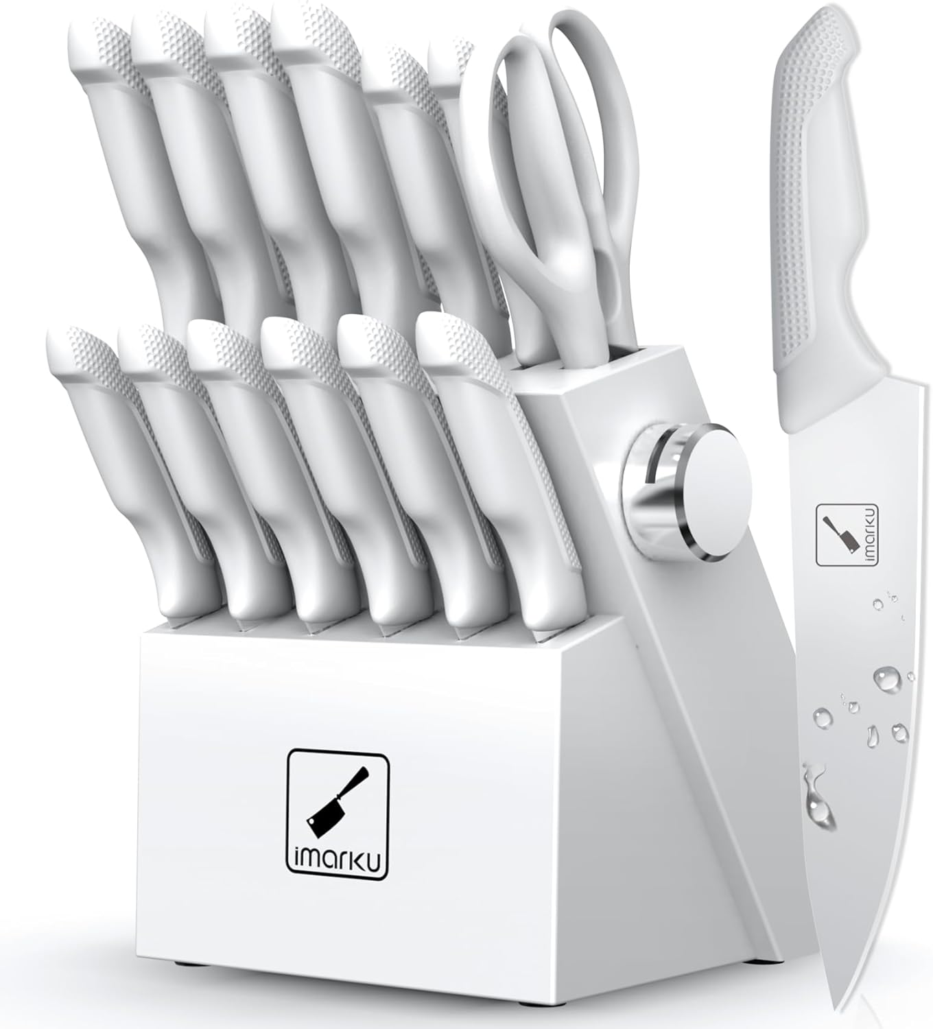 imarku 14 piece japanese knife set with white wooden block mega blades imarku 14 piece japanese knife set with white wooden block mega blades