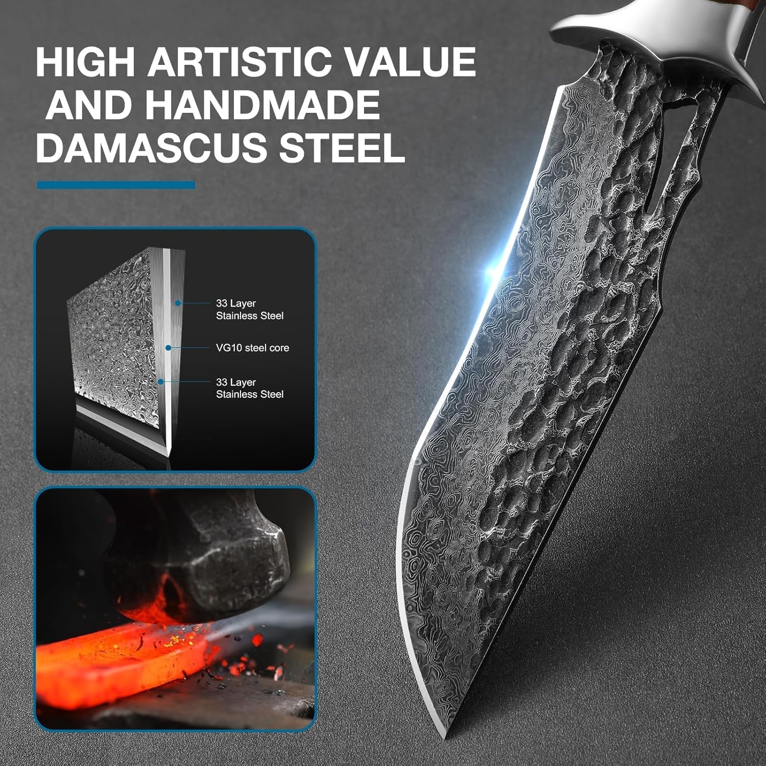 damascus hunting knife – handmade vg10 67 layer bowie blade mega blades damascus hunting knife – handmade vg10 67 layer bowie blade mega blades