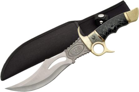 spider design bowie knife 14" stainless steel with sheath mega blades
