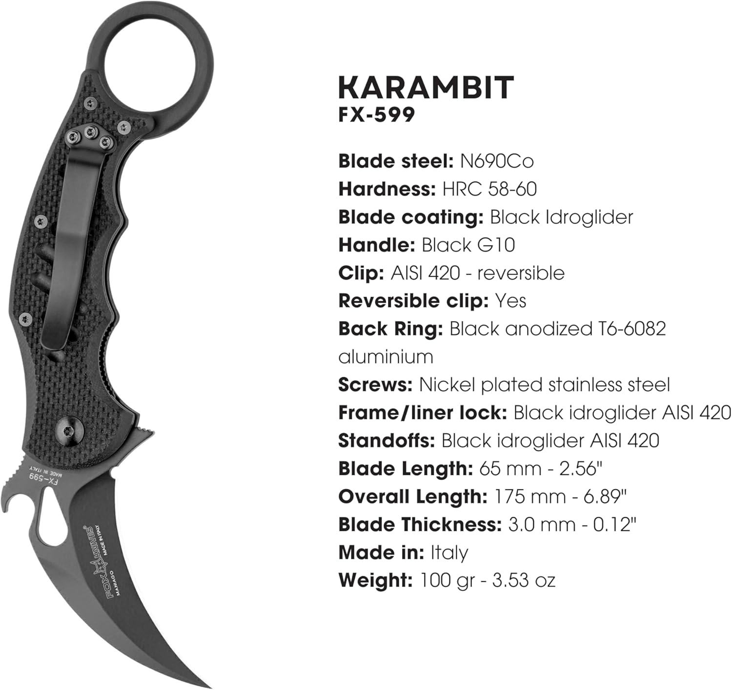 fox knives fx 599 karambit knife folding edc tactical mega blades fox knives fx 599 karambit knife folding edc tactical mega blades