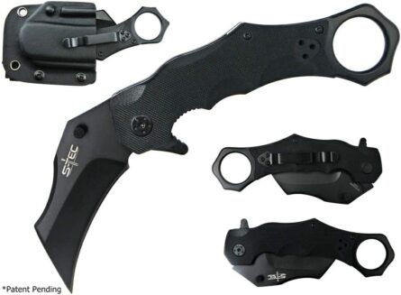 s tec 7.25" karambit knife with g10 handle & sheath mega blades