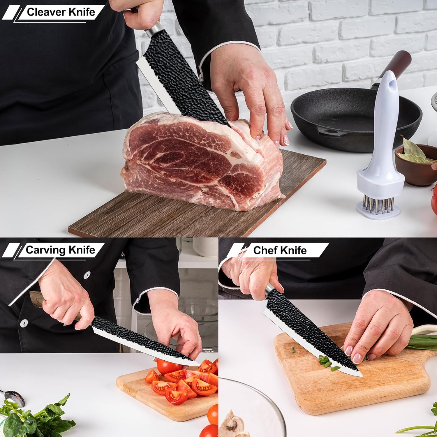 professional chef knife set 6 pieces black high carbon steel mega blades professional chef knife set 6 pieces black high carbon steel mega blades