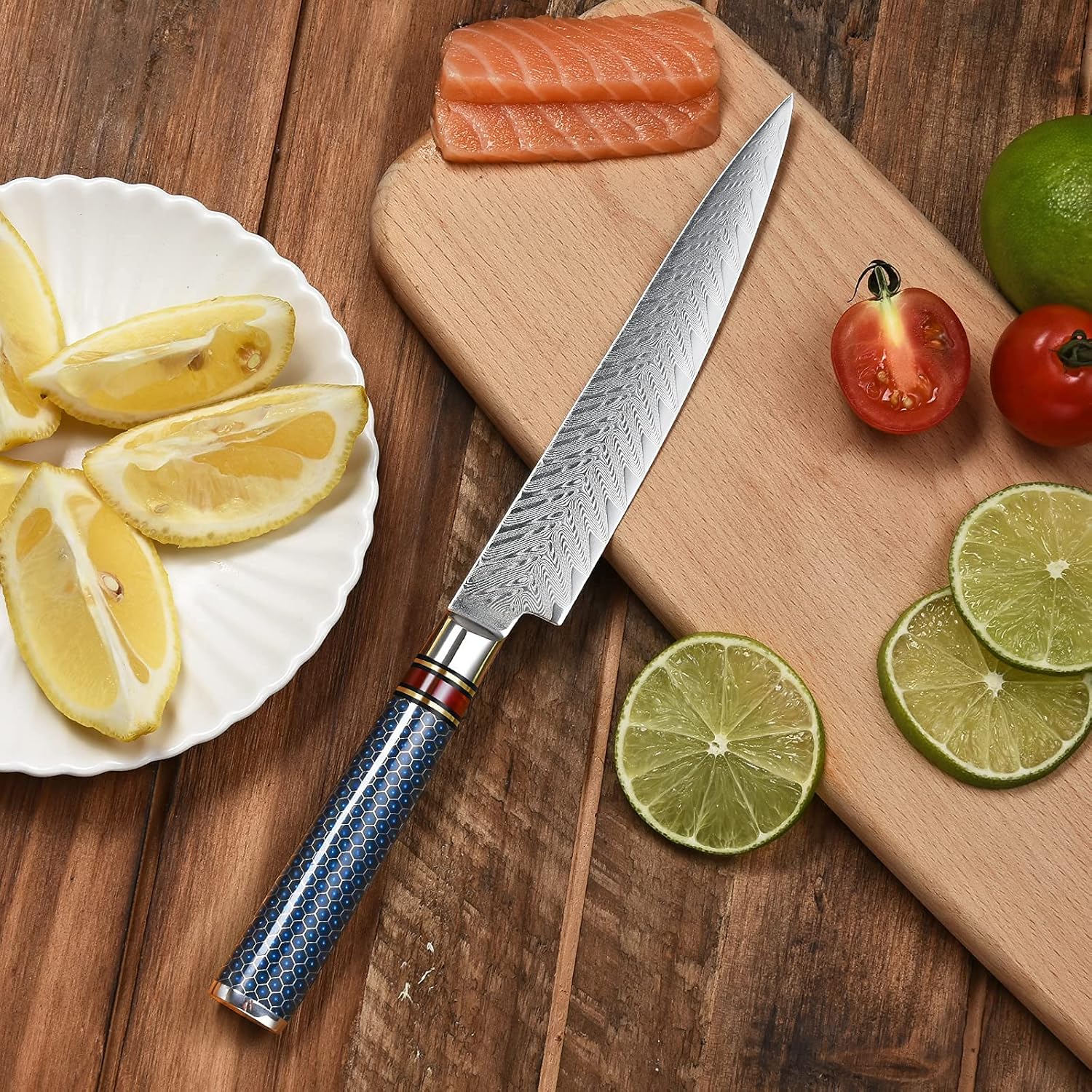 6 inch damascus utility knife – japanese vg10 steel mega blades 6 inch damascus utility knife – japanese vg10 steel mega blades